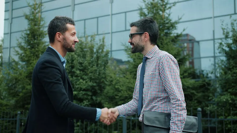 Partnership handshake concept with connected network nodes